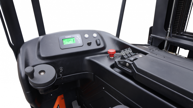 Узкопроходный штабелер Noblelift OPX15 Triplex mast (FFL, fully AC, with EPS, Fingertip control, Front wheel hydraulic brake, adjustable steering wheel, suspension seat, storage rack, dual screen triple wireless monitoring system, fork 180。 rotation, В-7500мм), грузоподъемность 1500 кг, высота подъема 7500 мм, тип питания АКБ