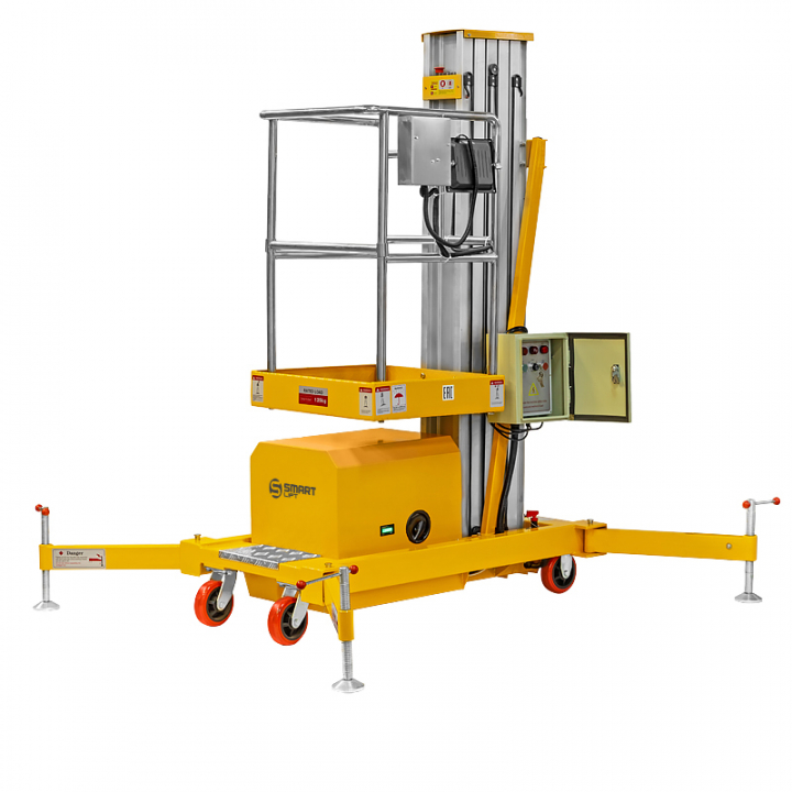Подъемник мачтовый несамоходный SMARTLIFT 81-5006, грузоподъемность 125 кг, рабочая высота 11700 мм, тип питания AC&DC