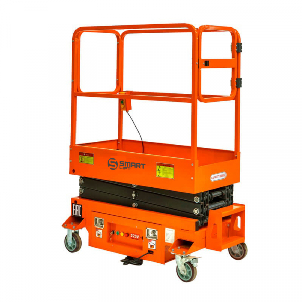 Подъемник ножничный несамоходный SMARTLIFT 81-3048, грузоподъемность 300 кг, рабочая высота 5600 мм, тип питания AC