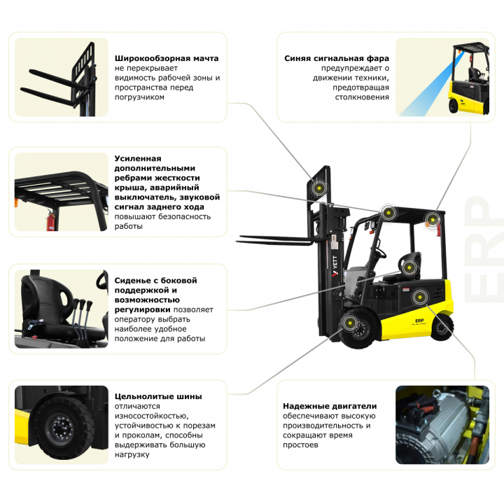 Электрический погрузчик YETT ERP16 li-ion ZSM550-SS, грузоподъемность 1600 кг