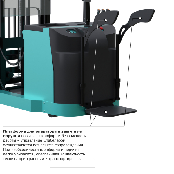 Штабелер с выдвижной мачтой (мини-ричтрак) PROLIFT PRO MRV1645 li-ion, грузоподъемность 1600 кг
