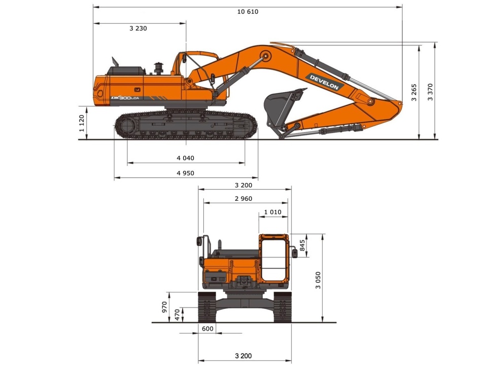 Гусеничный экскаватор DEVELON DX300LCA-7M, мощность двигателя 205 л.с.