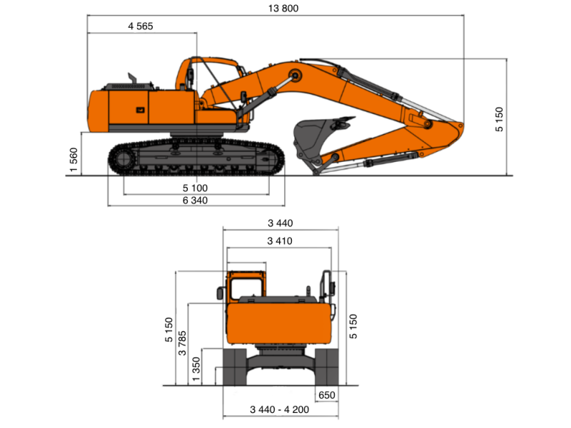Гусеничный экскаватор DEVELON DX1000LC-7, мощность двигателя 640 л.с.