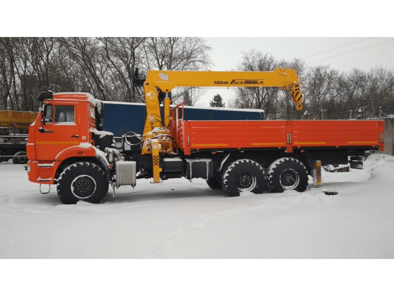 Кран-манипулятор Soosan SCS 866 LS Top с буром на шасси КамАЗ 43118-50