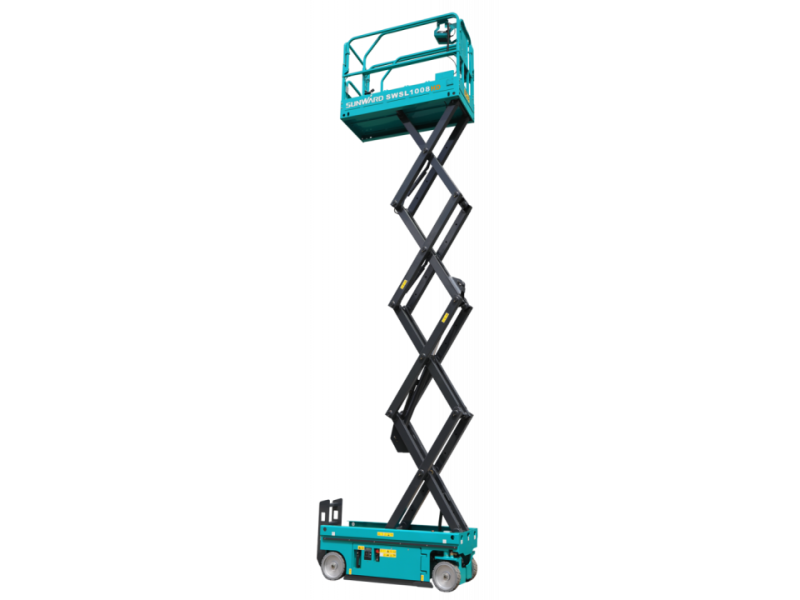 Ножничный подъемник Sunward SWSL1008HD, грузоподъемность 230 кг, рабочая высота 10 м, тип питания Электрический, размер платформы 2.27х0.81 м