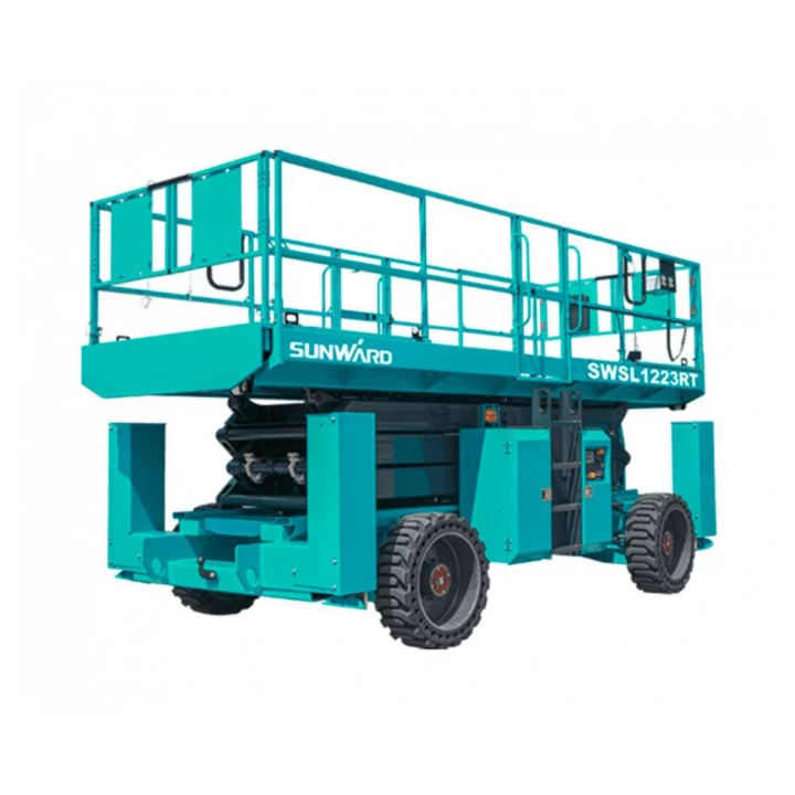 Ножничный подъемник Sunward SWSL1223RT, грузоподъемность 1200 кг, рабочая высота 12 м, тип питания Дизель, размер платформы 5.33х1.90 м