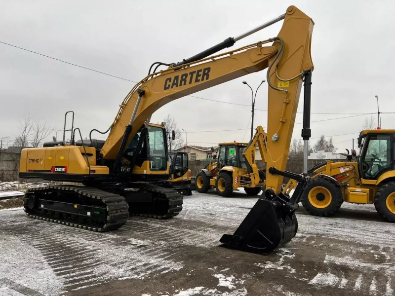 Гусеничные экскаваторы Одноковшовые строительные экскаваторыCarter CT195-8С, тип двигателя Дизельный жидкостного охлаждения, мощность двигателя 120 / 163.15 кВт / л/с, емкость ковша 0.8 м3, эксплуатационная масса 20500 кг